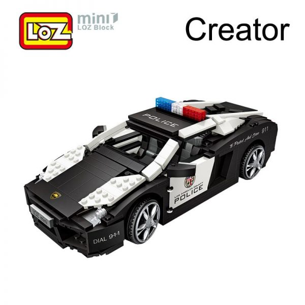 LOZ Police Car Model Black Sports Car
