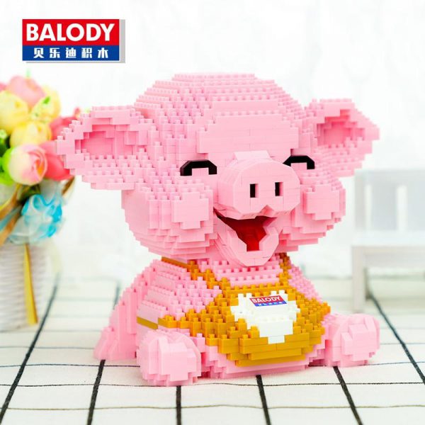Balody 16125 Animal Pink Smile Pig Piggy Sit Official LOZ BLOCKS STORE