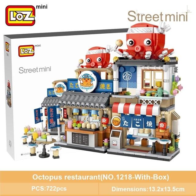 4 set LOZ Blocks Chinese Mini Street Building Buns shop Tavern Blacksmith shop 