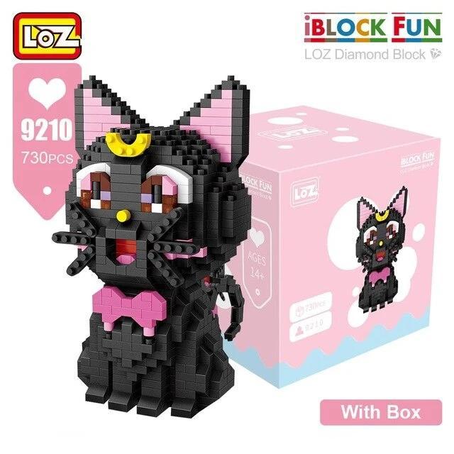Pet Diamond Blocks Bricks LOZ Mini Blocks Anime Sailor Moon Luna Cat #9210