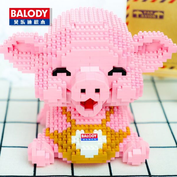 Balody 16125 Pink Smile Pig Piggy Sit Animal 3D Model 1350pcs DIY Mini Diamond Blocks Bricks 3 - LOZ™ MINI BLOCKS