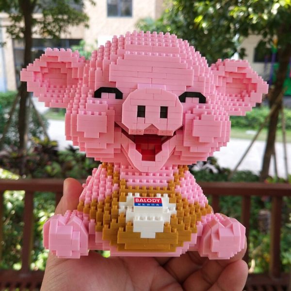 Balody 16125 Pink Smile Pig Piggy Sit Animal 3D Model 1350pcs DIY Mini Diamond Blocks Bricks 4 - LOZ™ MINI BLOCKS
