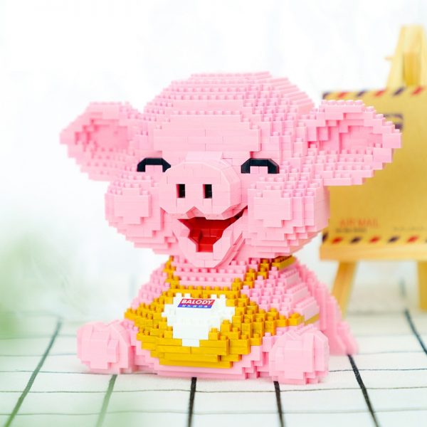 Balody 16125 Pink Smile Pig Piggy Sit Animal 3D Model 1350pcs DIY Mini Diamond Blocks Bricks 5 - LOZ™ MINI BLOCKS