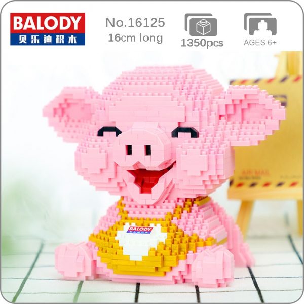Balody 16125 Pink Smile Pig Piggy Sit Animal 3D Model 1350pcs DIY Mini Diamond Blocks Bricks - LOZ™ MINI BLOCKS