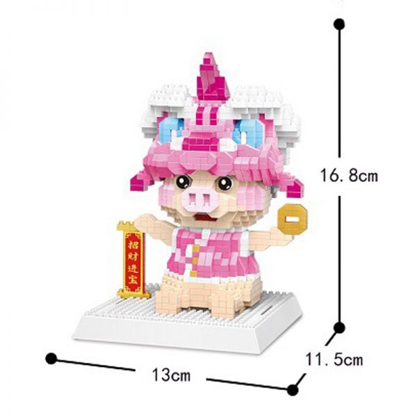 DAIA 66855 Chinesische Sternzeichen Drachen Rosa Schwein Gl ck Gl ck Tier DIY Mini Diamant Bl 1 - LOZ™ MINI BLOCKS