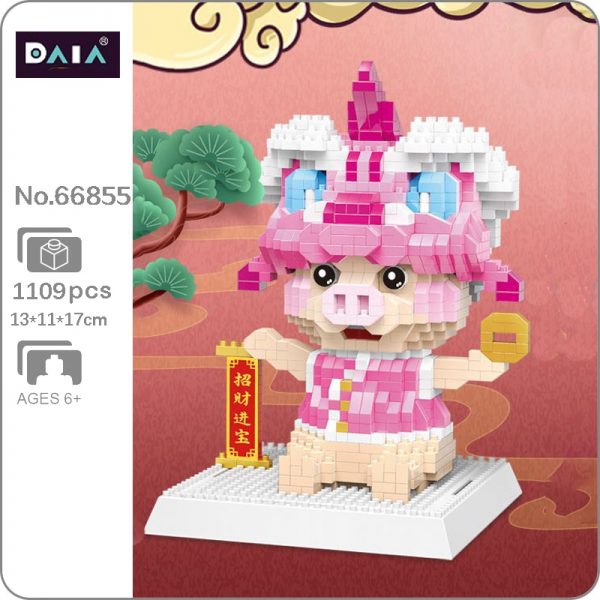 DAIA 66855 Chinesische Sternzeichen Drachen Rosa Schwein Gl ck Gl ck Tier DIY Mini Diamant Bl - LOZ™ MINI BLOCKS