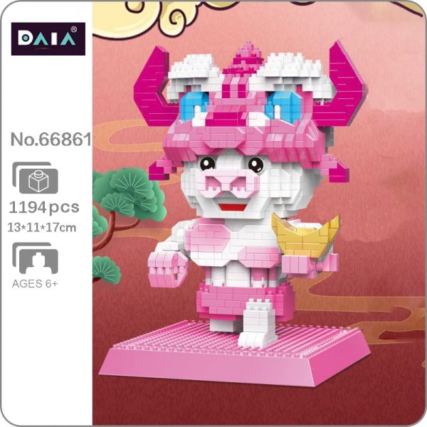 DAIA 66861 Chinesische Sternzeichen Oper Gl ck Gold Barren Kuh Tier Modell Mini Diamant Bl cke - LOZ™ MINI BLOCKS