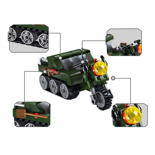 Enlighten 1706 Military Army Battlefield Truck Car Motorcycle Cross Action Mini Blocks Bricks Building Toy for 3 - LOZ™ MINI BLOCKS