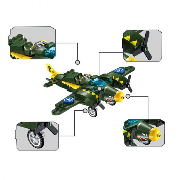 Enlighten 1707 Battlefield Jeep Truck Shark Plane Cross Battle Army Action Mini Blocks Bricks Building Toy 2 - LOZ™ MINI BLOCKS