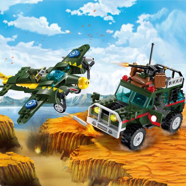 Enlighten 1707 Battlefield Jeep Truck Shark Plane Cross Battle Army Action Mini Blocks Bricks Building Toy 5 - LOZ™ MINI BLOCKS