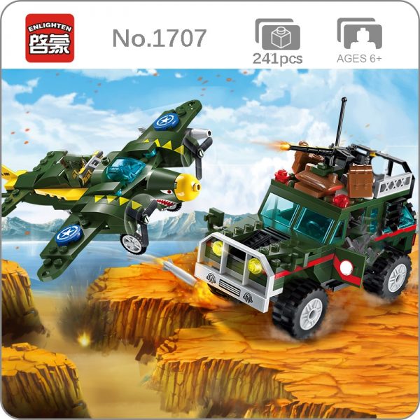 Enlighten 1707 Battlefield Jeep Truck Shark Plane Cross Battle Army Action Mini Blocks Bricks Building Toy - LOZ™ MINI BLOCKS