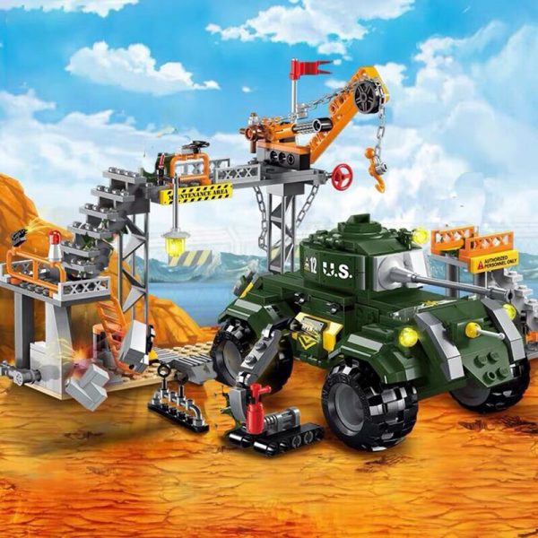 Enlighten 1712 Army Tank Maintenance Area Factory Military Base Action Task Mini Blocks Bricks Building Toy 4 - LOZ™ MINI BLOCKS