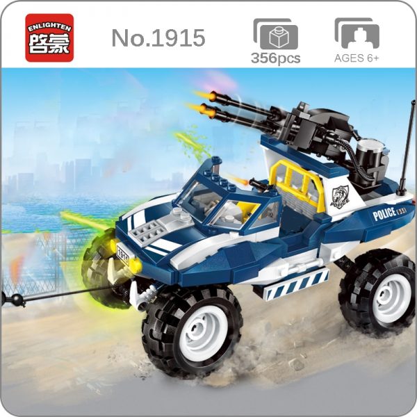 Enlighten 1915 Police Battle Force Jeep Heavy Truck Car Action Assembly DIY Mini Blocks Bricks Building - LOZ™ MINI BLOCKS