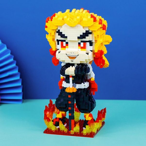 Gejia 6023 3 Anime Demon Slayer Rengoku Kyoujurou Monster Warrior 3D Mini Diamond Blocks Bricks Building 4 - LOZ™ MINI BLOCKS