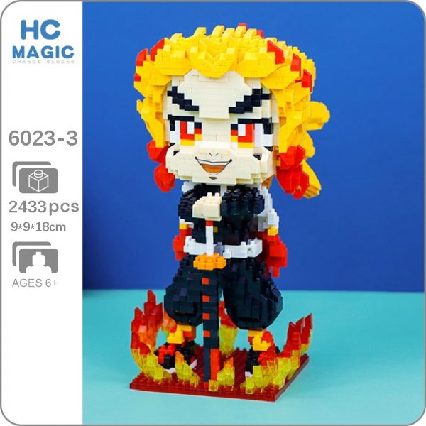 Gejia 6023 3 Anime Demon Slayer Rengoku Kyoujurou Monster Warrior 3D Mini Diamond Blocks Bricks Building - LOZ™ MINI BLOCKS