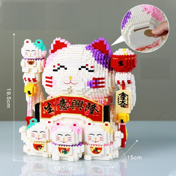 HC 9891 Lucky Fortune Cat Piggy Bank Money Box Animal Pet Model DIY Mini Diamond Blocks 4 - LOZ™ MINI BLOCKS