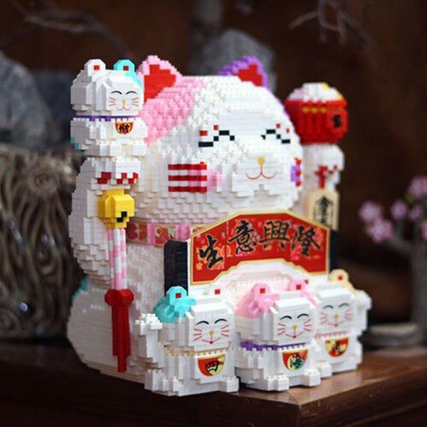 HC 9891 Lucky Fortune Cat Piggy Bank Money Box Animal Pet Model DIY Mini Diamond Blocks 5 - LOZ™ MINI BLOCKS