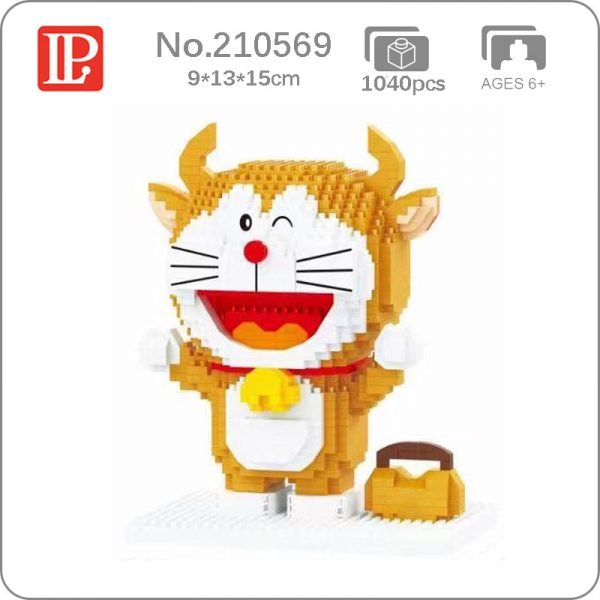 LP 210569 Anime Doraemon Yellow Shopping Bull Cat Animal Model DIY Mini Diamond Blocks Bricks Building - LOZ™ MINI BLOCKS