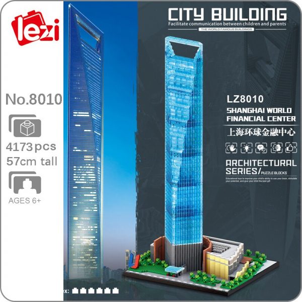 Lezi 8010 Architecture Shanghai World Financial Center 3D Model DIY Mini Diamond Blocks Bricks Building Toy - LOZ™ MINI BLOCKS