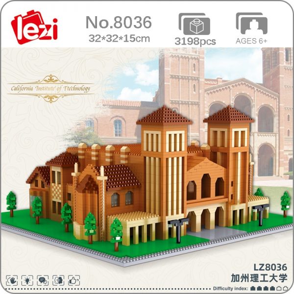 Lezi 8036 World Architecture Caltech University School 3D Model DIY Mini Diamond Blocks Bricks Building Toy - LOZ™ MINI BLOCKS