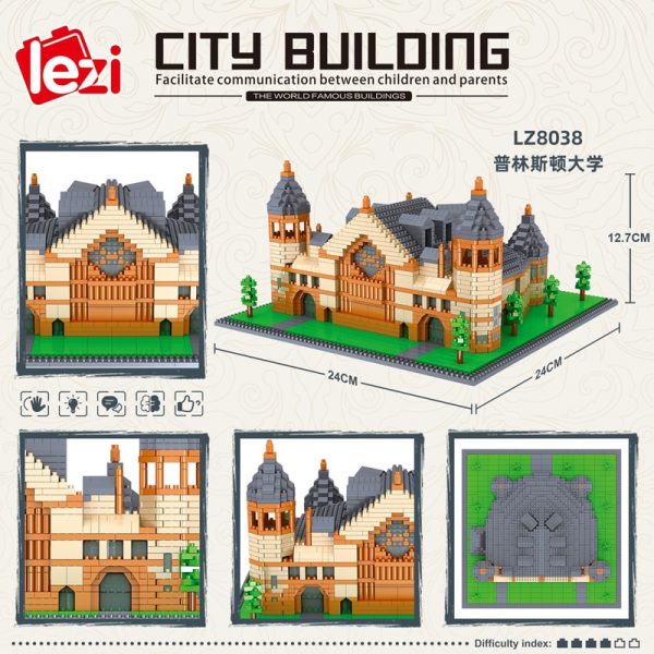 Lezi 8038 World Architecture Princeton University School Model DIY Mini Diamond Blocks Bricks Building Toy for 1 - LOZ™ MINI BLOCKS