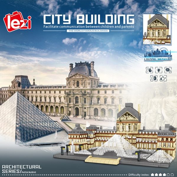 Lezi 8040 World Architecture Paris Louvre Museum 3D Model DIY Mini Diamond Blocks Bricks Building Toy 1 - LOZ™ MINI BLOCKS