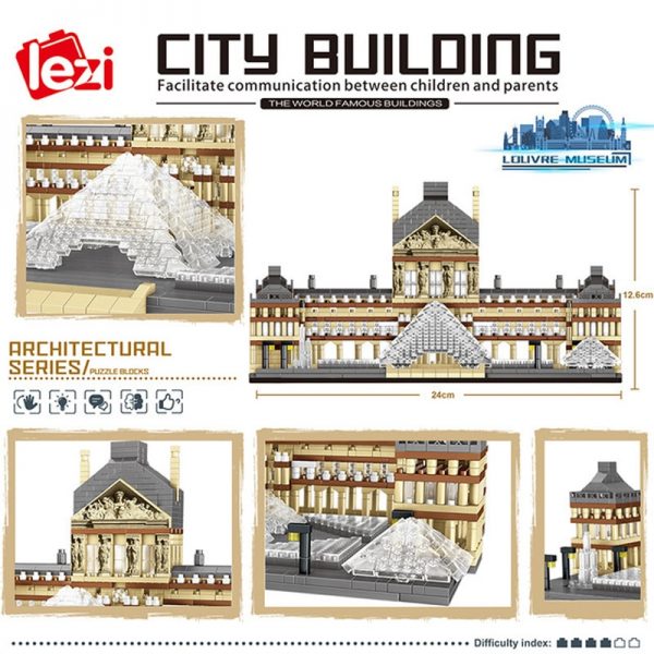 Lezi 8040 World Architecture Paris Louvre Museum 3D Model DIY Mini Diamond Blocks Bricks Building Toy 2 - LOZ™ MINI BLOCKS