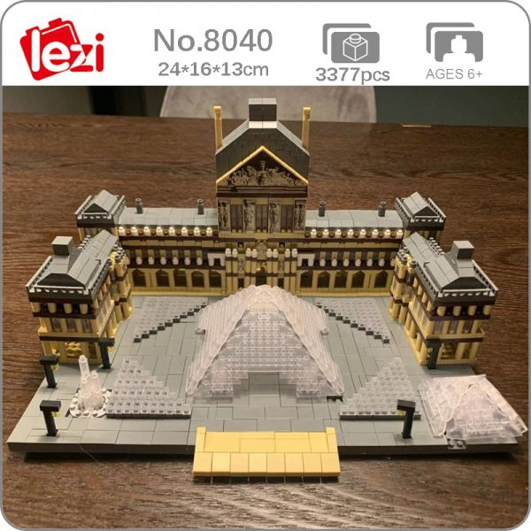 Lezi 8040 World Architecture Paris Louvre Museum 3D Model DIY Mini Diamond Blocks Bricks Building Toy - LOZ™ MINI BLOCKS