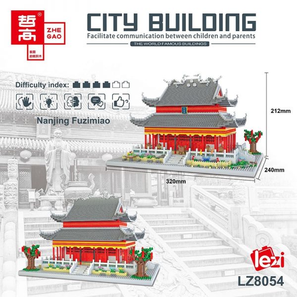 Lezi 8054 Chinese Architecture Ancient Nanjing Confucius Temple DIY Mini Diamond Blocks Bricks Building Toy for 4 - LOZ™ MINI BLOCKS