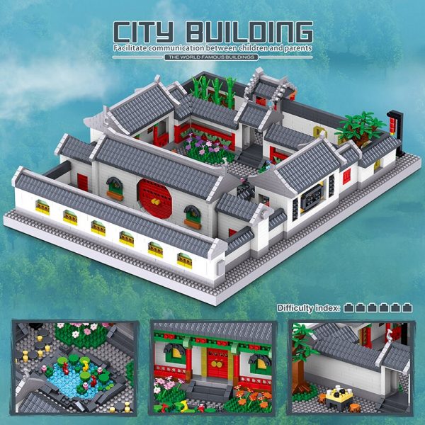 Lezi 8055 Architektur Alte Hof Haus Baum Blume 3D Modell Mini Diamant Bl cke Ziegel Geb 1 - LOZ™ MINI BLOCKS