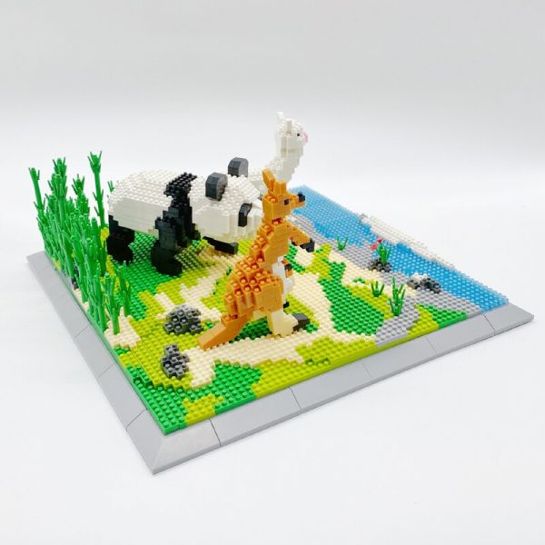 PZX 6625 Animal World Panda Beer Kangaroo Alpaca 3D Model DIY Mini Diamond Blocks Bricks Building 2 - LOZ™ MINI BLOCKS