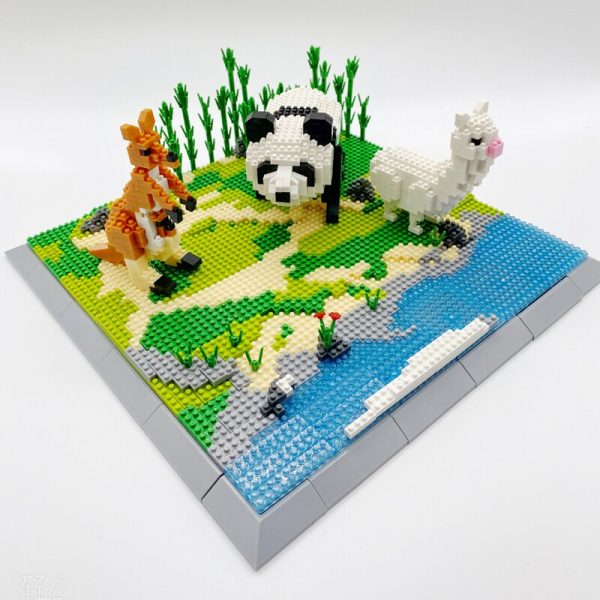 PZX 6625 Animal World Panda Beer Kangaroo Alpaca 3D Model DIY Mini Diamond Blocks Bricks Building - LOZ™ MINI BLOCKS
