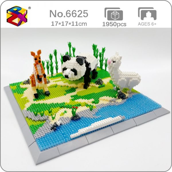 PZX 6625 Animal World Panda Beer Kangaroo Alpaca 3D Model DIY Mini Diamond Blocks Bricks Building - LOZ™ MINI BLOCKS
