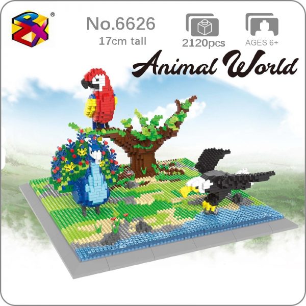 PZX 6626 Animal World Parrot Weagle Peacock Bird 3D Model DIY Mini Diamond Blocks Bricks Building - LOZ™ MINI BLOCKS