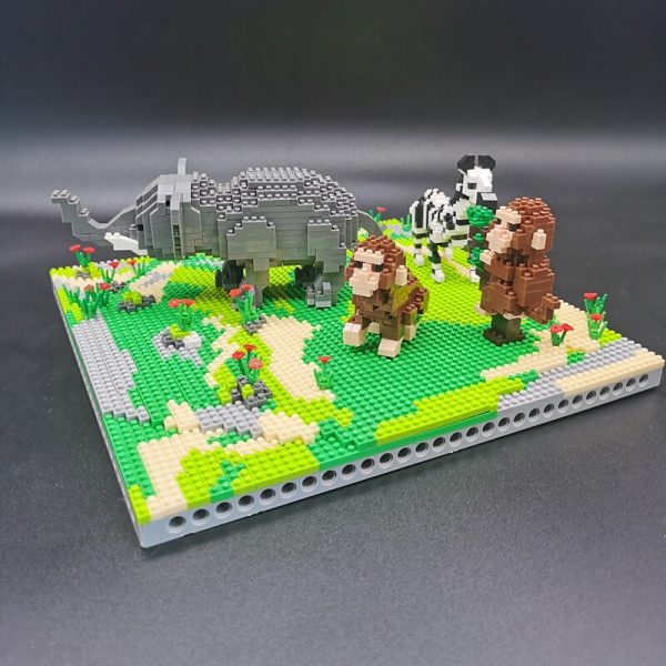 PZX 6628 Animal World Elephant Zebra Monkey Horse Flower Model DIY Mini Diamond Blocks Bricks Building 2 - LOZ™ MINI BLOCKS