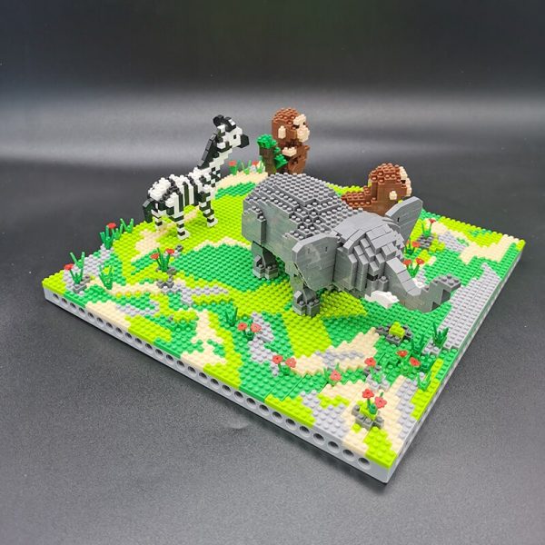 PZX 6628 Animal World Elephant Zebra Monkey Horse Flower Model DIY Mini Diamond Blocks Bricks Building 3 - LOZ™ MINI BLOCKS