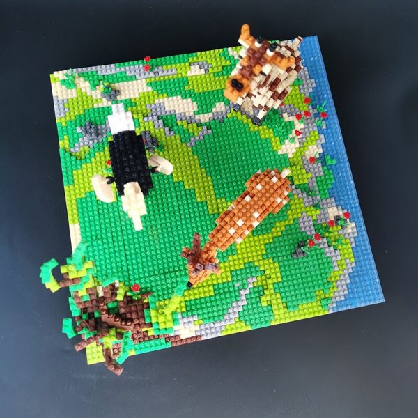 PZX 6629 Animal World Giraffe Deer Ostrich Bird Flower River Model Mini Diamond Blocks Bricks Building 5 - LOZ™ MINI BLOCKS