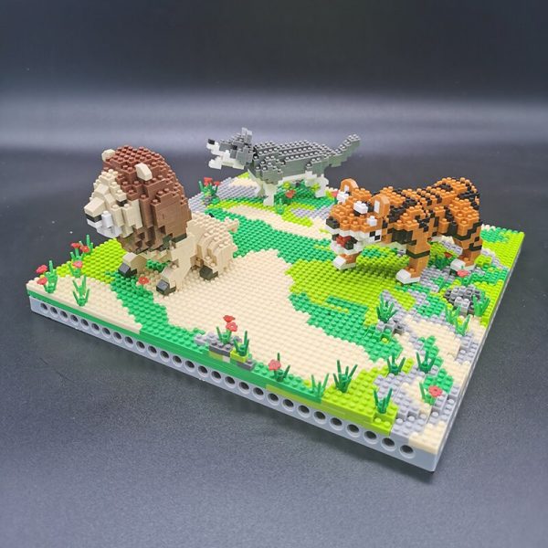 PZX 6630 Animal World Lion Tiger Wolf Flower Meadow 3D Model DIY Mini Diamond Blocks Bricks 2 - LOZ™ MINI BLOCKS