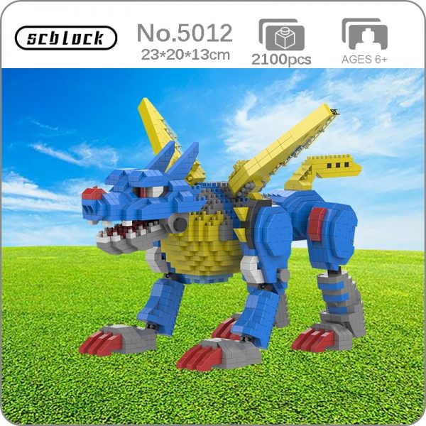 SC 5012 Anime Digimon Metal Garurumon Digital Monster Wolf Animal 3D Mini Diamond Blocks Bricks Building - LOZ™ MINI BLOCKS