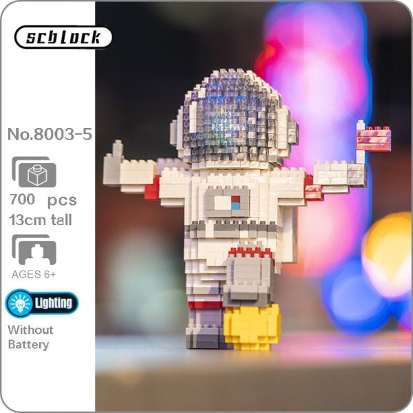 SC 8003 Standing Spaceman Astronaut Black Helmet Led Light Red Flag Mini Diamond Blocks Bricks Building - LOZ™ MINI BLOCKS