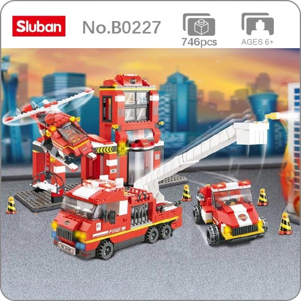 Sluban B0227 Fire Station Firehouse Fireman Ambulance Plane Rescue Truck Car Mini Blocks Bricks Building Toy - LOZ™ MINI BLOCKS