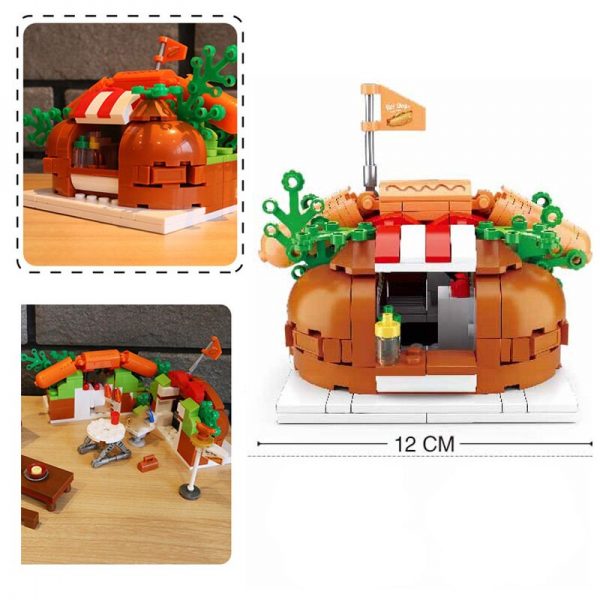 Sluban B0705C Food Court Hot Dog Fast Food Restaurant City Street Assembly Mini Blocks Bricks Building 1 - LOZ™ MINI BLOCKS