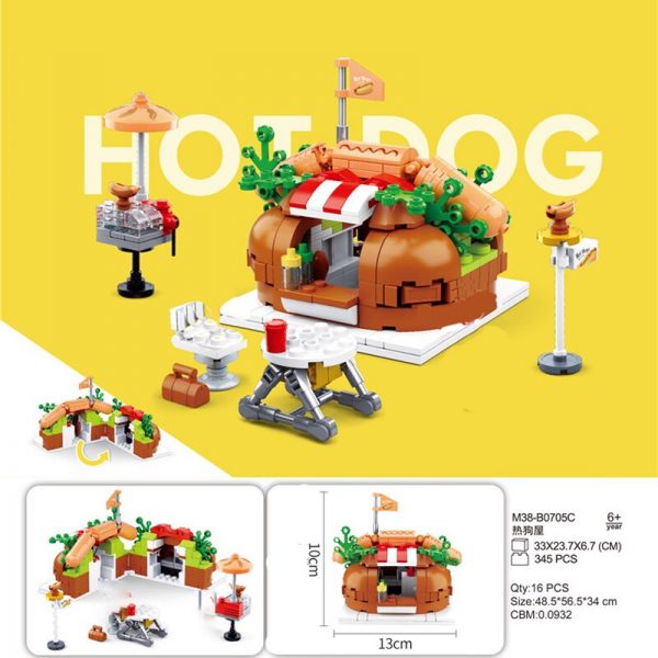 Sluban B0705C Food Court Hot Dog Fast Food Restaurant City Street Assembly Mini Blocks Bricks Building 3 - LOZ™ MINI BLOCKS