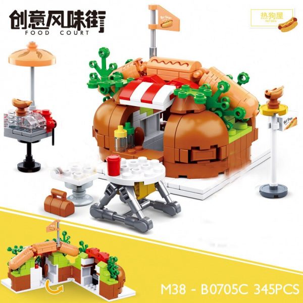 Sluban B0705C Food Court Hot Dog Fast Food Restaurant City Street Assembly Mini Blocks Bricks Building 4 - LOZ™ MINI BLOCKS