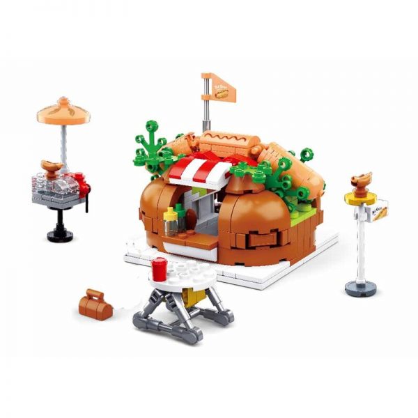 Sluban B0705C Food Court Hot Dog Fast Food Restaurant City Street Assembly Mini Blocks Bricks Building 5 - LOZ™ MINI BLOCKS