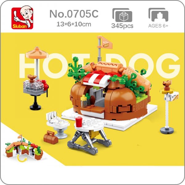 Sluban B0705C Food Court Hot Dog Fast Food Restaurant City Street Assembly Mini Blocks Bricks Building - LOZ™ MINI BLOCKS