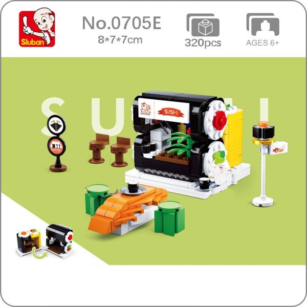 Sluban B0705E Food Court japan Sushi Cooking Fast Food Restaur City Street Mini Blocks Bricks Building - LOZ™ MINI BLOCKS