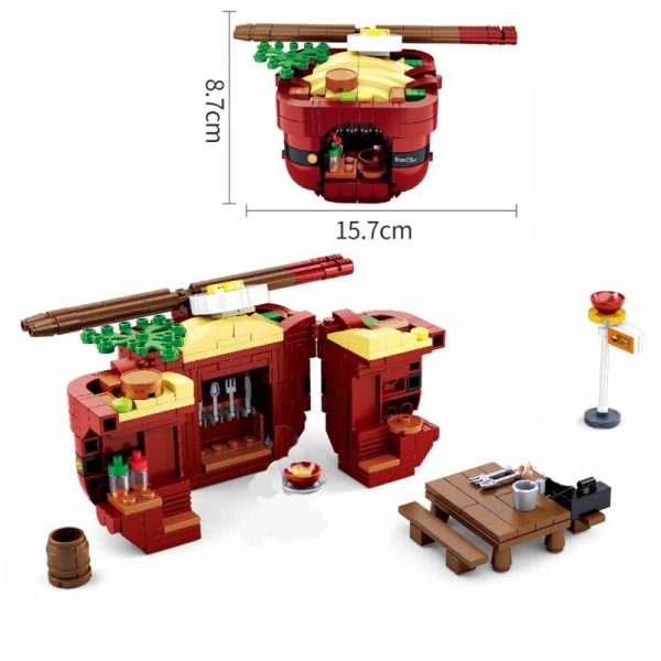 Sluban B0705F Fast Food Court Japanese Ramen Noodle Restaurant DIY Assembly Mini Blocks Bricks Building Toy 4 - LOZ™ MINI BLOCKS