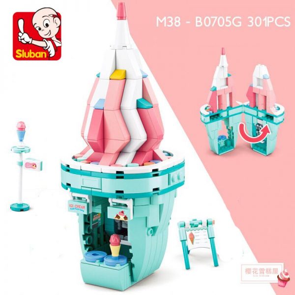 Sluban B0705G Food Court Ice Cream Shop Store Restaurant City Street Model Mini Blocks Bricks Building 5 - LOZ™ MINI BLOCKS