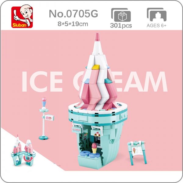 Sluban B0705G Food Court Ice Cream Shop Store Restaurant City Street Model Mini Blocks Bricks Building - LOZ™ MINI BLOCKS